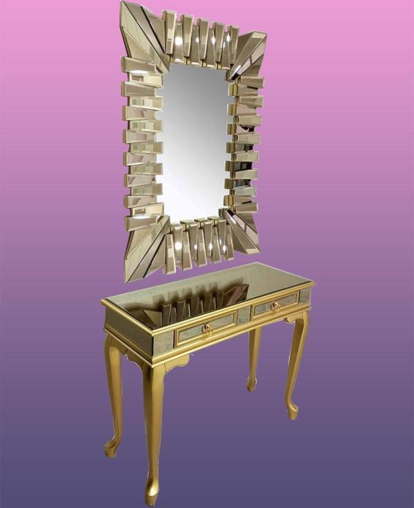 Dresuar ST 18550 2Çek Model Kayın Gold Renk Aslan Ayak Kare Ayna kaplı Güneş El Yapım - Image 1