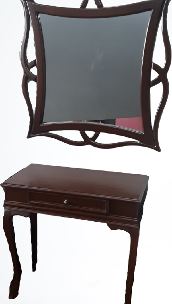 Dresuar 19375 TEK ÇEKMECE Model ceviz ahşap Kayın Aslan Ayak CNC ayna El yapım - Image 1