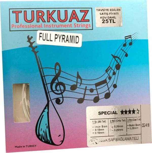 Turkuaz Cg418 0.18 Mm Pyramid + Pyramid Bamlı Takım Tel Kısa Sap Bağlama Teli 018 - Image 1