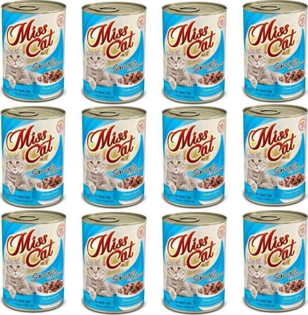 Miss Cat Sos İçinde Somon Parçalı Kedi Konserve 12 Adet - Image 1
