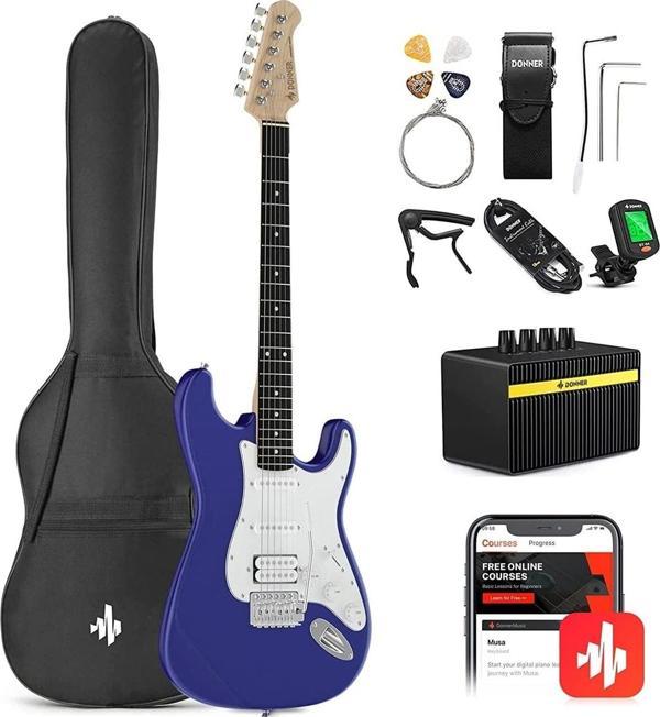 Donner Drums Donner Dst100 Safir Mavi Elektro Gitar Seti Herşey Dahil ( Katre Müzik )  - Image 1
