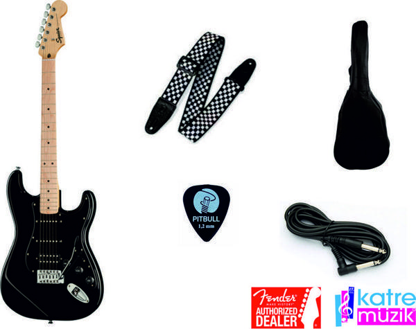 Squier Fender Sonic Stratocaster Hss Black Elektro Gitar Seti - Image 1