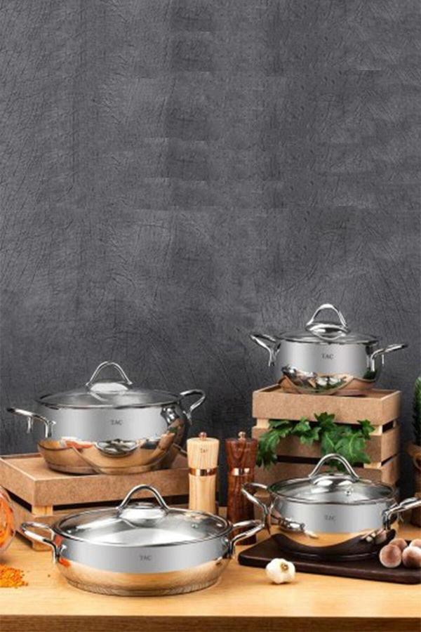 Taç Vitali 8 Parça Çelik Tencere Seti - Image 1