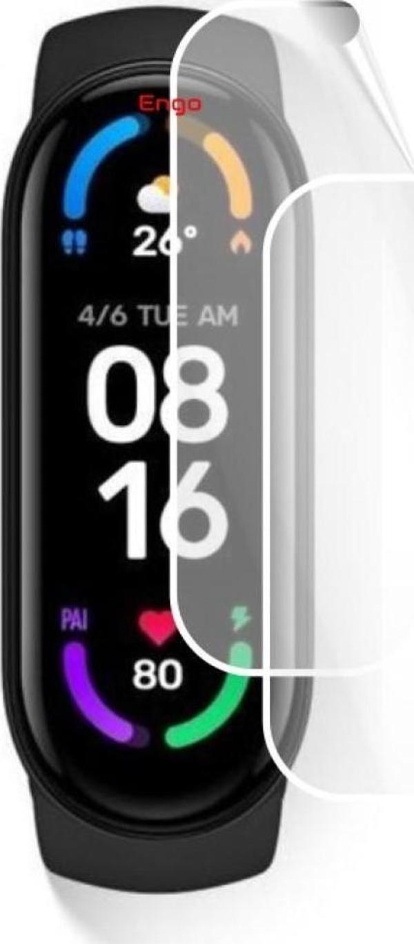 Xiaomi Mi Band 6 Ekran Koruyucu Tam Kaplama Şeffaf TPU Film 2 Adet - Image 1