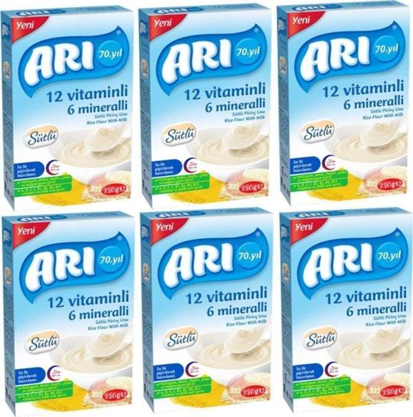 Arı 12 Vitaminli 6 Mineralli Sütlü Pirinçli 250 gr X 6'lı - Image 1