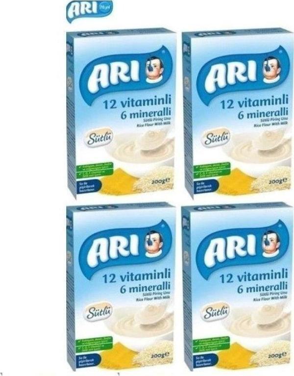 Arı 12 Vitaminli 6 Mineralli Sütlü Pirinçli Mama 4 Adet  200 gr - Image 1