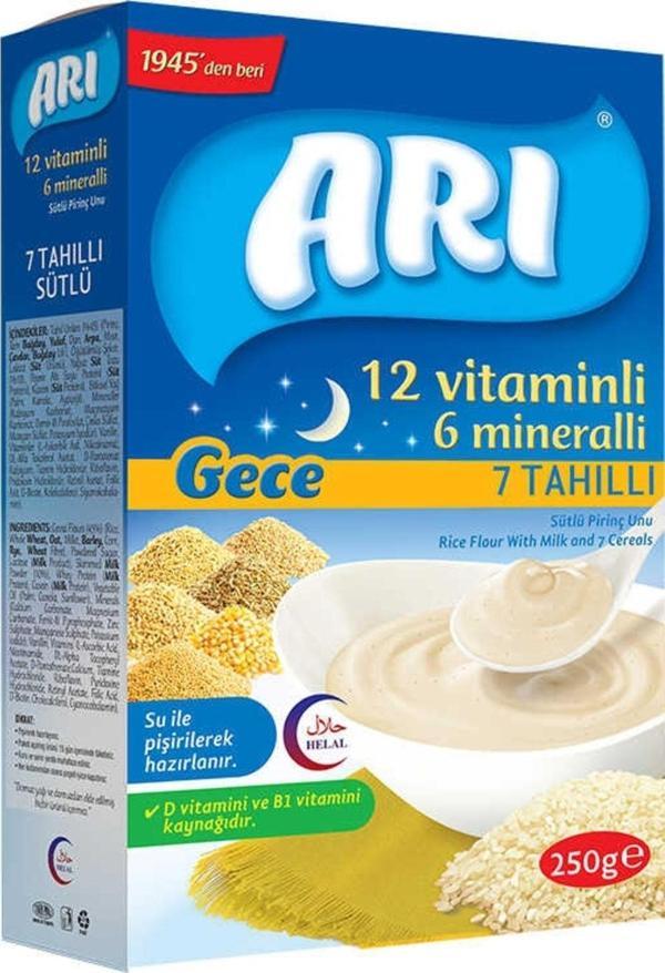 Arı 7 Tahıllı Sütlü (GECE) Pirinç Unu Kaşık Maması 250 gr - Image 1