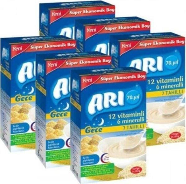 Arı Gece 12 Vitaminli 6 Mineralli Sütlü 7 Tahıllı Pirinç Unu 6'lı 500 gr - Image 1