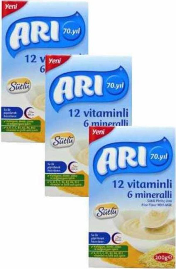 Arı Sütlü Pirinç Unu 200 Gr Bebek Maması 3'lü Paket - Image 1