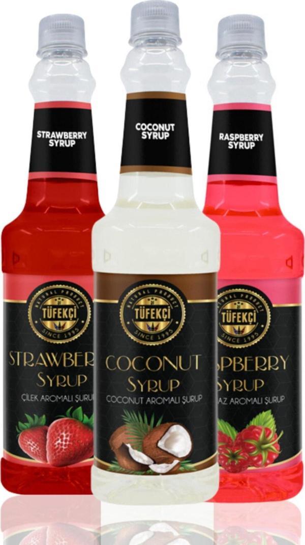 By Tüfekçi 3Lü Avantajlı Şurup Paketi (Çilek Frambuaz Hindistan Cevizi) 750 Ml - Image 1