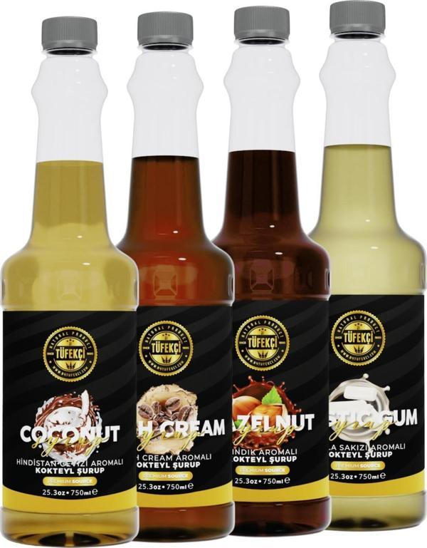 By Tüfekçi 4Lü Avantajlı Paket (Hindistan Cevizi, Irish Cream, Damla Sakızlı, Fındık) Şurubu 4*750Ml - Image 1