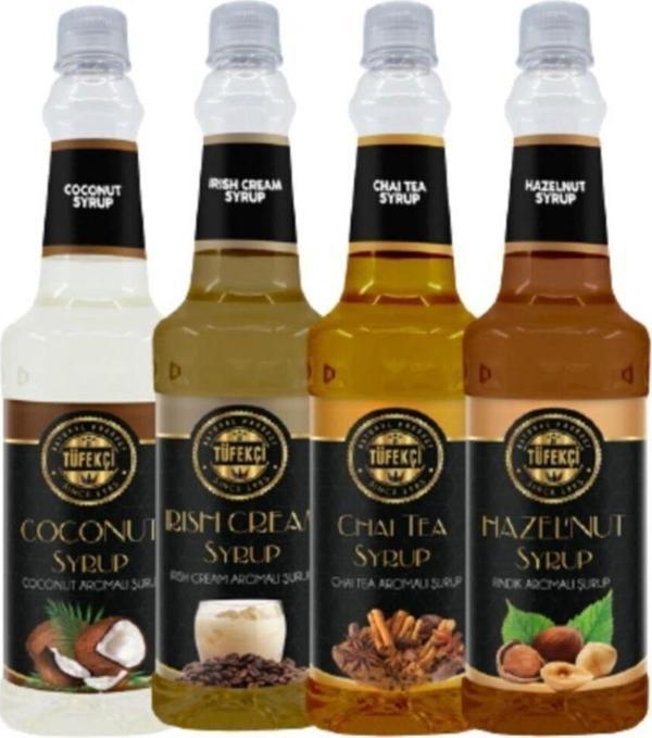 By Tüfekçi 4Lü Avantajlı Paket (Hindistan Cevizi, Irish Crem, Chai Tea, Fındık) Şurubu 4*750 Ml - Image 1