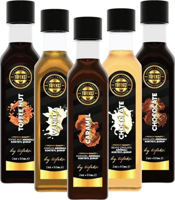 By Tüfekçi 5'Lipaketi Karamel,Çikolata,Vanilya,Beyaz Çikolata,Toffee Nut 5X60Ml - Image 1