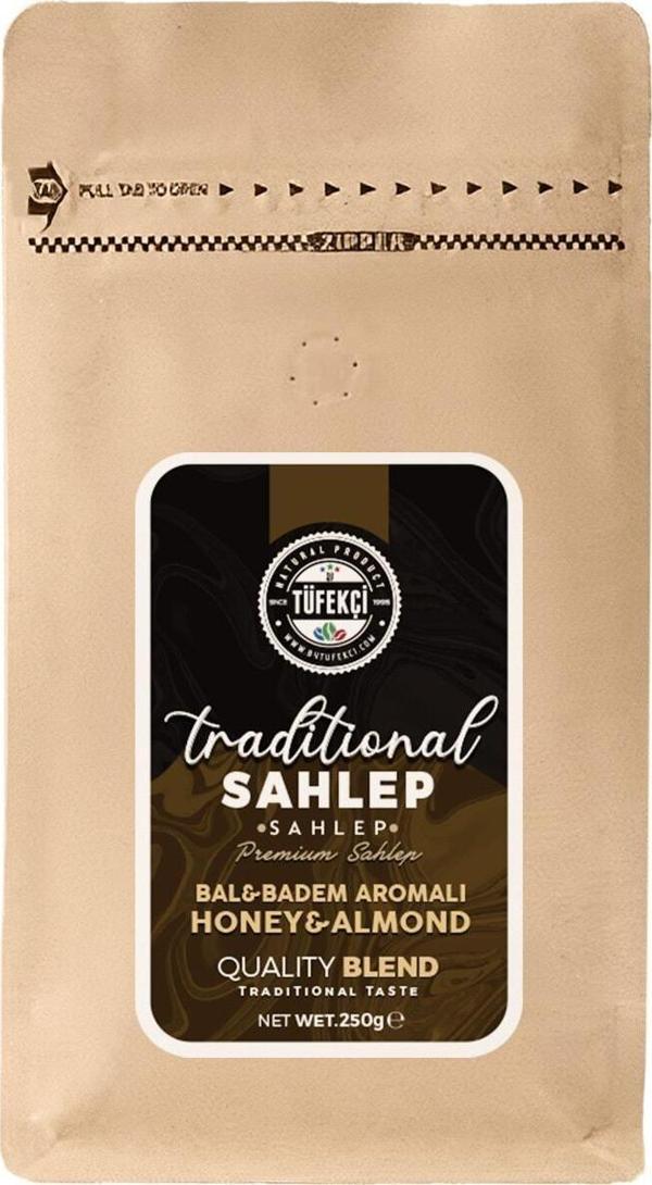 By Tüfekçi Bal Badem Aromalı Salep Içecek Tozu Gerçek Şeker Yoğun Aroma 250 Gr Clipsli Ambalaj - Image 1