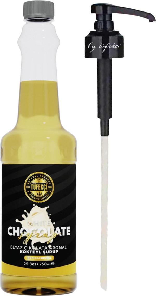By Tüfekçi Beyaz Çikolata Aromalı Kahve, Pasta Ve Şurup 750Ml Ve Şurup Pompası Avantajlı Set - Image 1