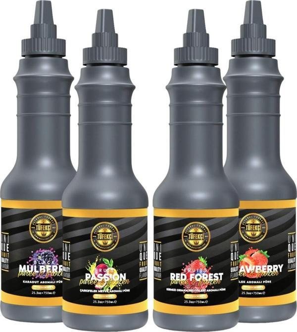 By Tüfekçi Black&Red Meyve Püresi 4X1000 Gr Avantajlı Paket Kokteyl Bazı Içecekler, Smoothieler | - Image 1