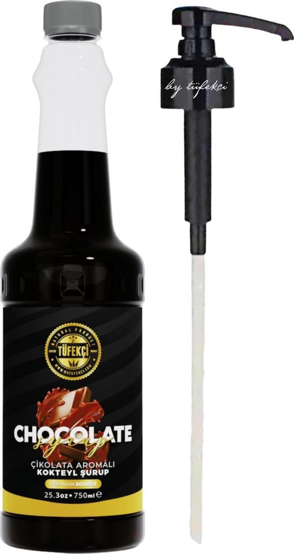 By Tüfekçi Çikolata Aromalı Kahve Şurubu 750 Ml Şurup Pompası 3 Cl Avantajlı Set - Image 1