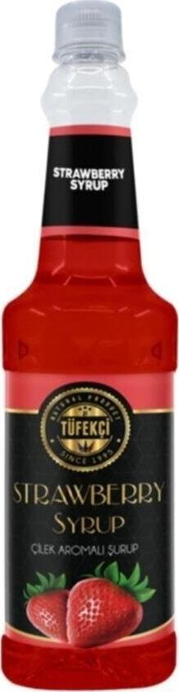 By Tüfekçi Çilek Strawberry Kokteyl Ve Kahve Şurubu Yeni Formül Yüksek Aroma 750 Ml - Image 1