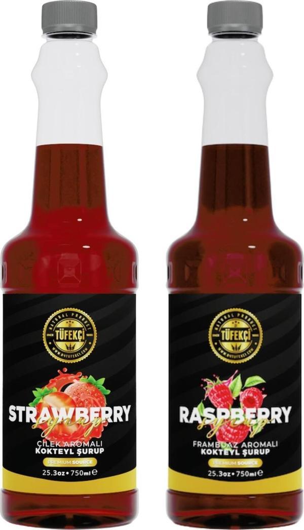 By Tüfekçi Çilek-Frambuaz Avantajlı Paket Kokteyl, Pasta Ve Kahve Şurubu (750 Ml X 2) - Image 1
