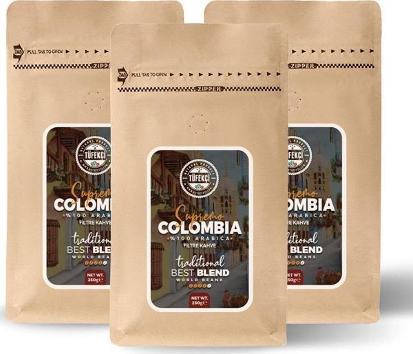 By Tüfekçi Colombia Supremo Filtre Kahve Medium Roast Avantajlı Paket 3X250 Gr - Image 1