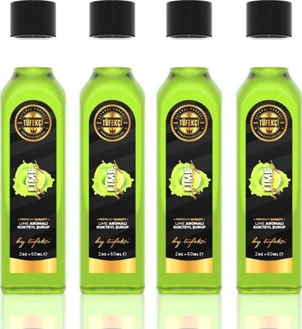 By Tüfekçi Lime Şurup Yoğun Lezzet Yüksek Aromalı Yeni Formül Gerçek Lime Lezzeti (4X60Ml) - Image 1