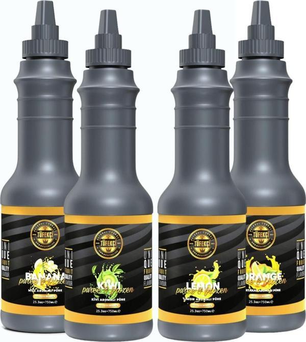 By Tüfekçi Limon&Portakal&Kivi&Muz Meyve Püresi 4X1000 Gr Avantajlı Paket - Image 1