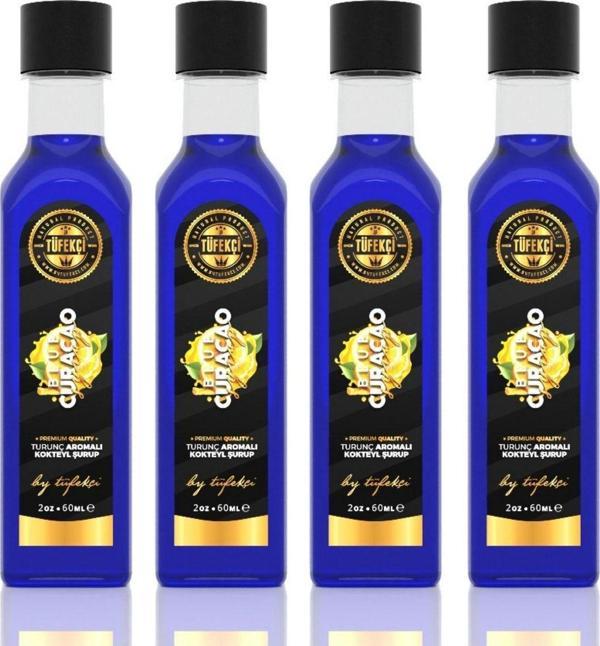 By Tüfekçi Turunç (Blue Curacao) Şurup Yoğun Lezzet Yüksek Aromalı Yeni Formül (4X60Ml) - Image 1