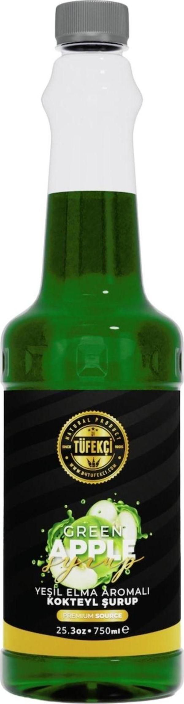 By Tüfekçi Yeşil Elma Green Apple Kokteyl, Pasta Ve Kahve Şurubu Yeni Formül Yüksek Aroma 750 Ml - Image 1