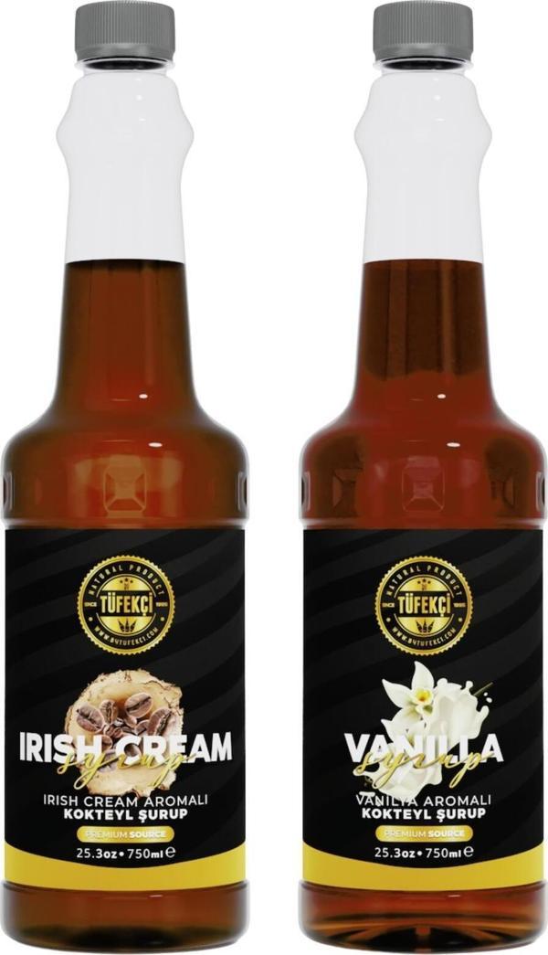 By Tüfekçi Irısh Cream-Vanilya Avantajlı Paket Kokteyl, Pasta Ve Kahve Şurubu (750 Ml X 2) - Image 1