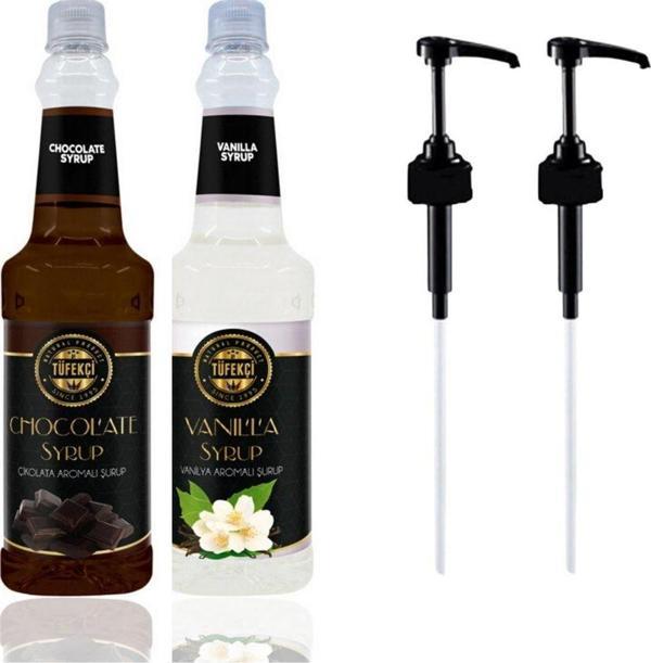 By Tüfekçi Kahve Kokteyl Şurubu Çikolata Vanilya Ve Şurup Pompası Avantajlı 2Li Paket - Image 1