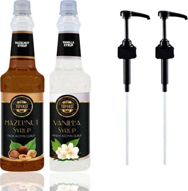 By Tüfekçi Kahve Kokteyl Şurubu Fındık Vanilya Ve Şurup Pompası Avantajlı 2Li Paket - Image 1