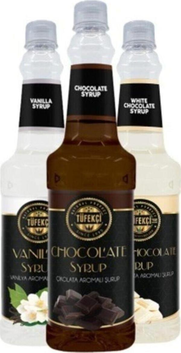 By Tüfekçi Kahve Şurupları Avantajlı 3 Adet Şurup (Vanilya Karamel Beyaz Çikolata) 3X750 Ml - Image 1