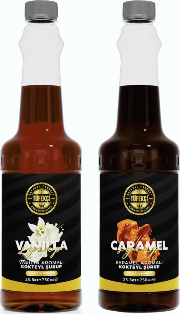 By Tüfekçi Karamel-Vanilya Avantajlı Paket Kokteyl, Pasta Ve Kahve Şurubu (750 Ml X 2) - Image 1