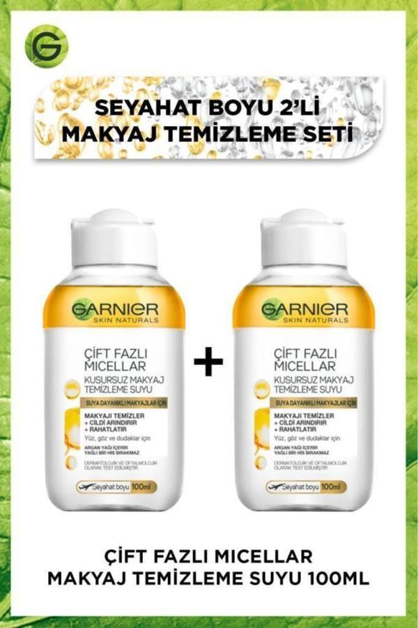Garnier Çift Fazlı Micellar Makyaj Temizleme Suyu 100 ml Seyahat 2'li Boy Set - Image 1