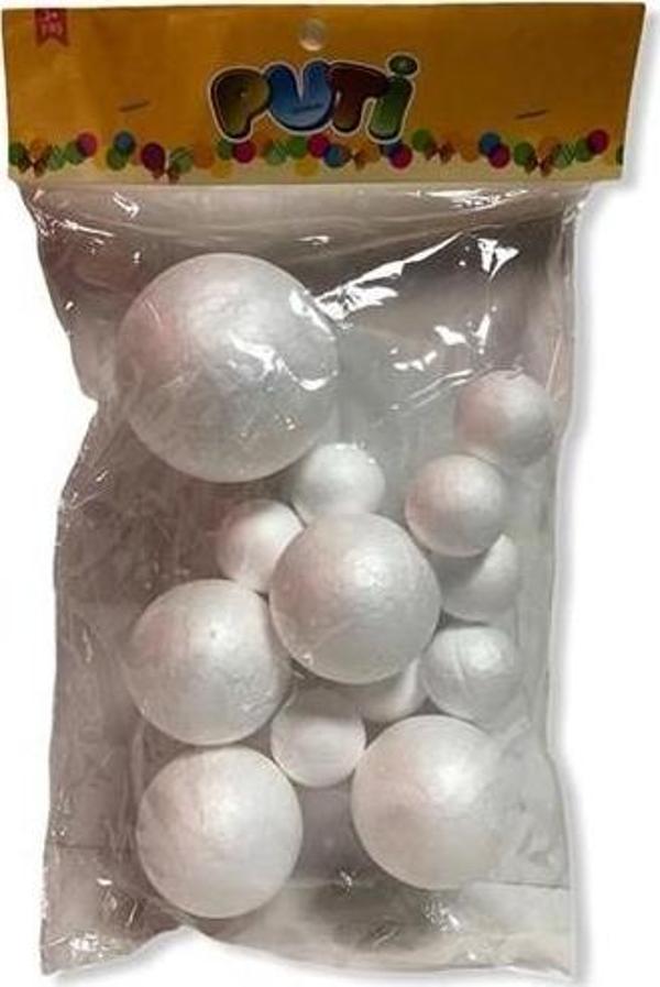 06352 Puti Karışık Köpük Top 6,5 cm 1 Adet - 5 cm 4 Adet - 3 cm 8 Adet - Image 1