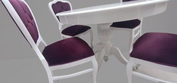 Masa Sandalye 90148 Tk Ihlamur Baba Ayak Model Parlak beyaz MDF Tabla 100  Açılır - Image 1