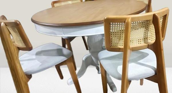 Masa Sandalye 90180 Tk Ihlamur Baba Ayak Model MDF Tabla 100cm Beyaz Ceviz ElYapı - Image 1