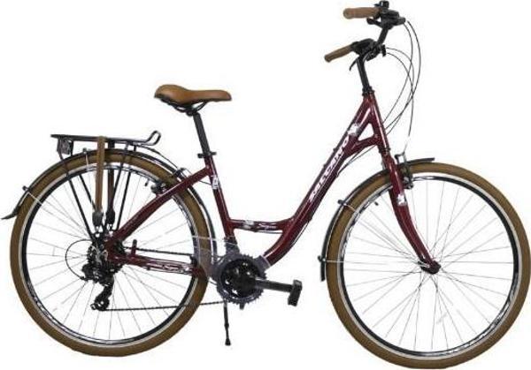 Salcano Sarajevo 700 Unisex V-Fren 28" Jant 21 Vites Bayan Şehir Bisikleti Bordo Beyaz - Image 1