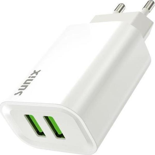Sunix 2.6A Çift USB-A Girişli Şarj Başlığı Beyaz S-25 - Image 1