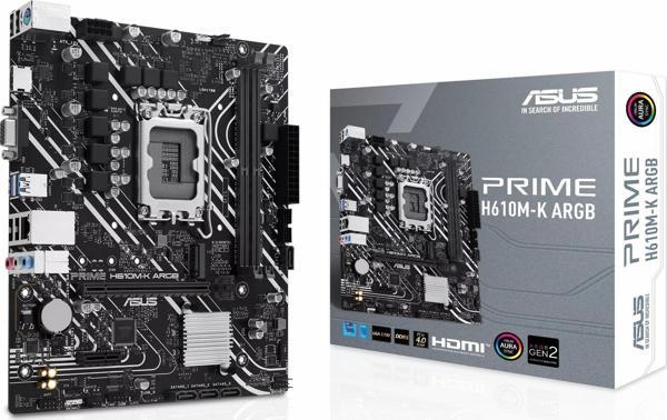 ASUS PRIME H610M-K ARGB H610 DDR5 Vga GLan mATX HD US32 M2 1700p Anakart - Image 1