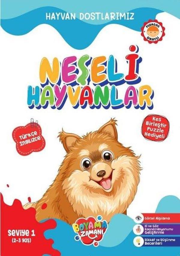 Hayvan Dostlarımız Neşeli Hayvanlar - Seviye 1 (2 - 3 Yaş) - Boyama Zamanı Yayınları - Image 1