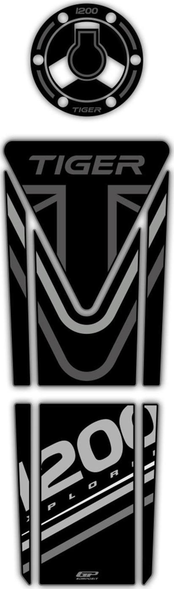 GP Kompozit Triumph Tiger 1200 2014-2016 Uyumlu Tank Pad Seti Siyah - Image 1