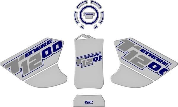 GP Kompozit Yamaha Tenere 1200 2011-2020 Uyumlu Tank Pad Seti Mavi-Gri - Image 1