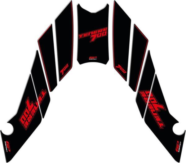 GP Kompozit Yamaha Tenere 700 2019-2023 Uyumlu Tank Pad Seti Kırmızı - Image 1