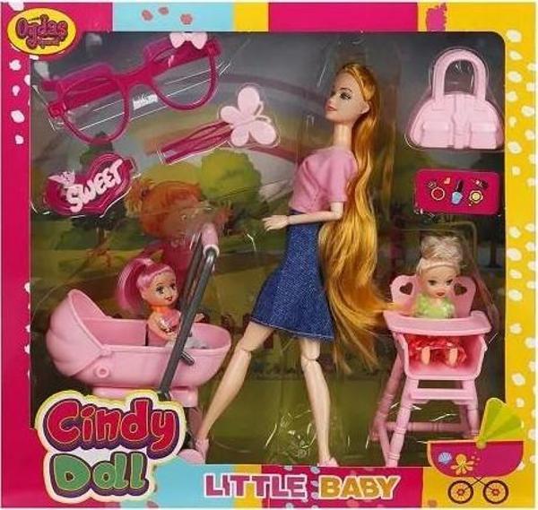 Oydaş Oyuncak 2456 Cindy Doll Pusetli Mama Sandalyeli Bebek Oyuncak - Image 1