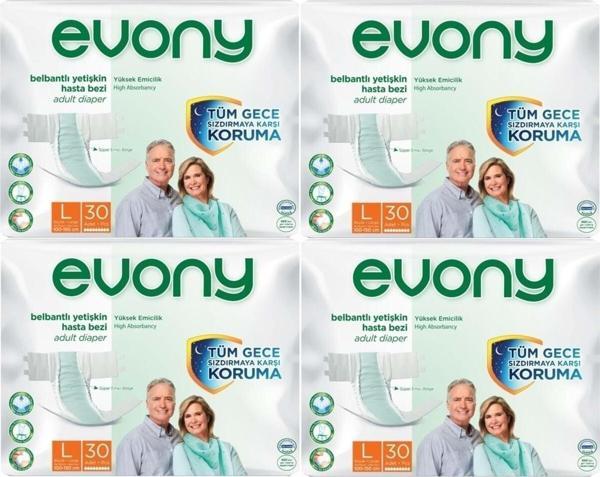 Evony Hasta Bezi Yetişkin Bel Bantlı Tekstil Yüzey L-büyük Boy 120 Adet (4pk*30) - Image 1