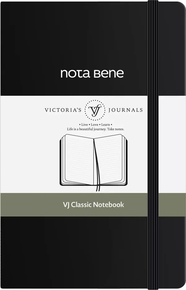 Victoria's Journals Nota Bene Classic Sert Kapak Defter, 9x14 cm, Çizgili - Image 1