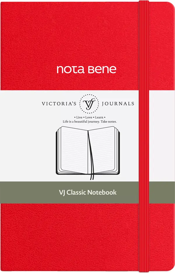Victoria's Journals Nota Bene Classic Sert Kapak Defter, 9x14 cm, Çizgili - Image 1