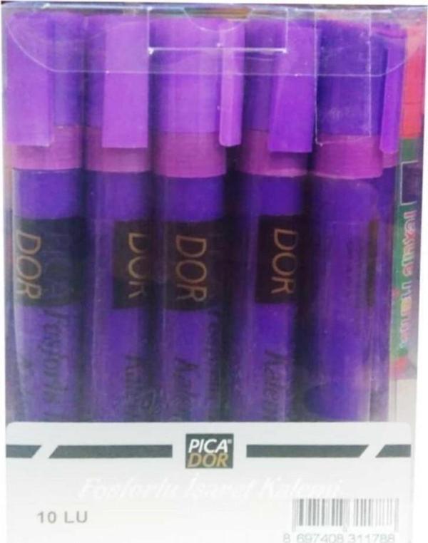 Picador Fosforlu Kalem Seti 10'lu Kutu - PASTEL Mor - Image 1