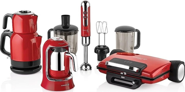 Korkmaz A1815 Rosa 14 Parça Elektro Set Kırmızı Çeyiz Paketi - Image 1
